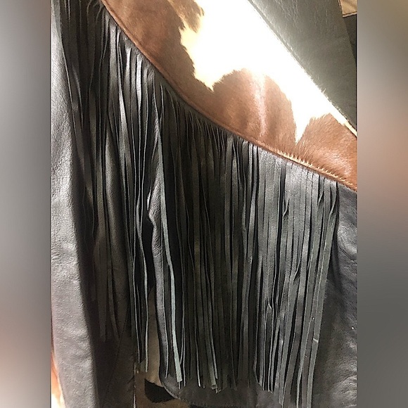 *SOLD* CONTINENTAL LEATHER FASHIONS vintage leather fringe western crop coat - Picture 2 of 6